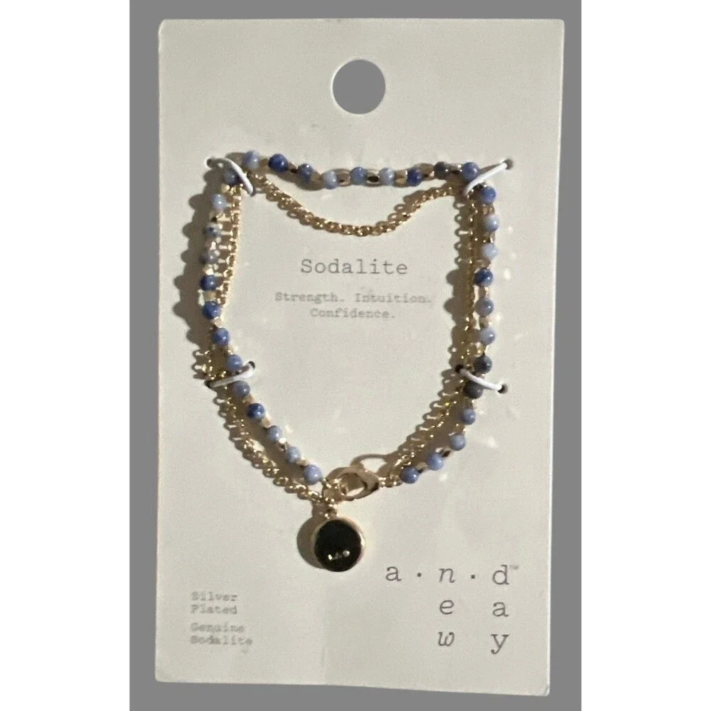 A New Day Sodalite Beaded Bracelet Silver Plated Layered Charm Boho NWT Target